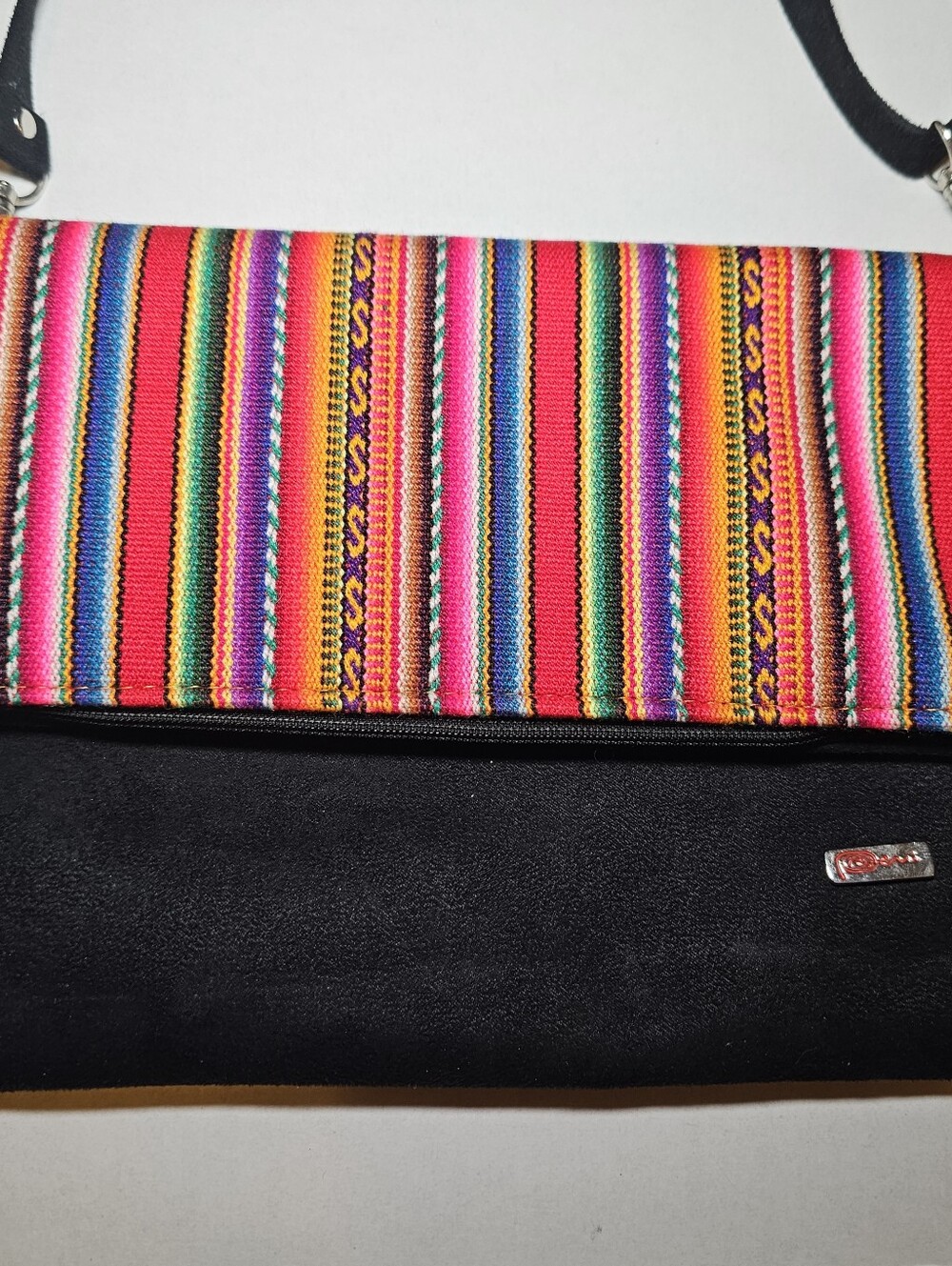 Peruvian Crossbody Purse Bag Clutch Colorful Woven Stripe Removable Straps